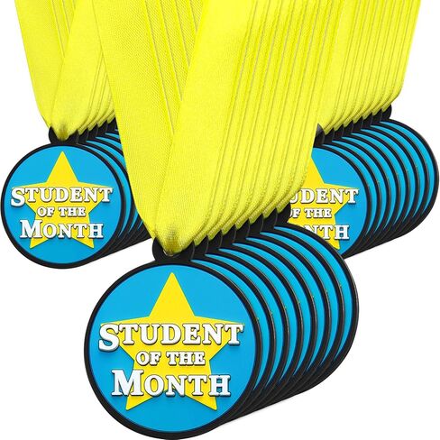 60 Pcs Student of The Month Medals Bulk, 2 Inch Rubber Award Medals with Ribbon Winner Encourage Team Participation for Trophy Award Prize Competitions Graduation in Saudi Arabia
