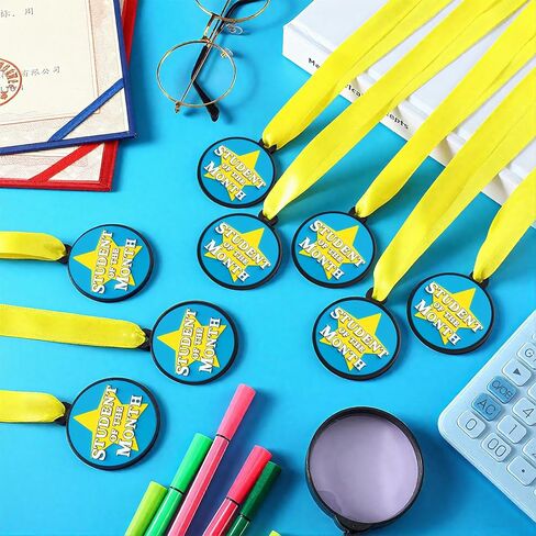 60 Pcs Student of The Month Medals Bulk, 2 Inch Rubber Award Medals with Ribbon Winner Encourage Team Participation for Trophy Award Prize Competitions Graduation in Saudi Arabia