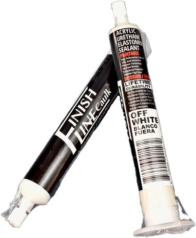 Finish Line Caulk® 55 mL (1.86 fl oz) Off-White Acrylic Urethane Elastomeric Sealant Refill – Precision Fine Tip Caulking for Trim, Baseboards, Cabinets & Small Repairs – Mess-Free Application in Kuwait