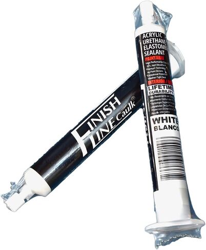 Finish Line Caulk® 55 mL (1.86 fl oz) Off-White Acrylic Urethane Elastomeric Sealant Refill – Precision Fine Tip Caulking for Trim, Baseboards, Cabinets & Small Repairs – Mess-Free Application in Kuwait