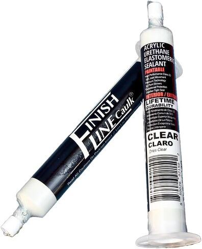 Finish Line Caulk® 55 mL (1.86 fl oz) Off-White Acrylic Urethane Elastomeric Sealant Refill – Precision Fine Tip Caulking for Trim, Baseboards, Cabinets & Small Repairs – Mess-Free Application in Kuwait