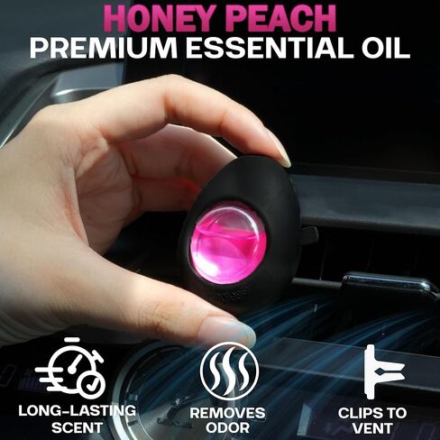 Air Jungles Car Air Freshener Vent Clip 4 Count, Variety Pack, New Car, Honey Peach, Ocean, Hawaii, 4 ml Each, Long-Lasting Car Odor Eliminator, Up to 120 Days Freshness for Auto in Kuwait