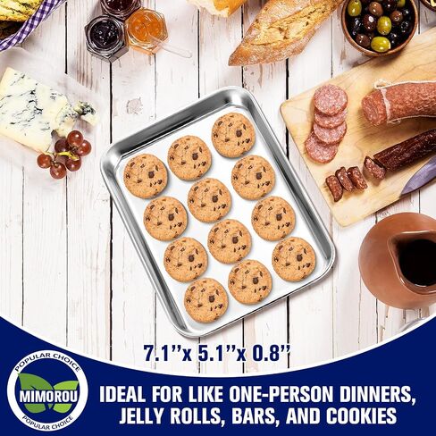 12 Pcs Baking Sheet Stainless Steel Cookie Sheet Small Metal Pans Professional Rectangle Oven Trays Kitchen Baking Cooking Oven and Toaster, Dishwasher Safe(13.7 x 9.8 Inches) in Saudi Arabia