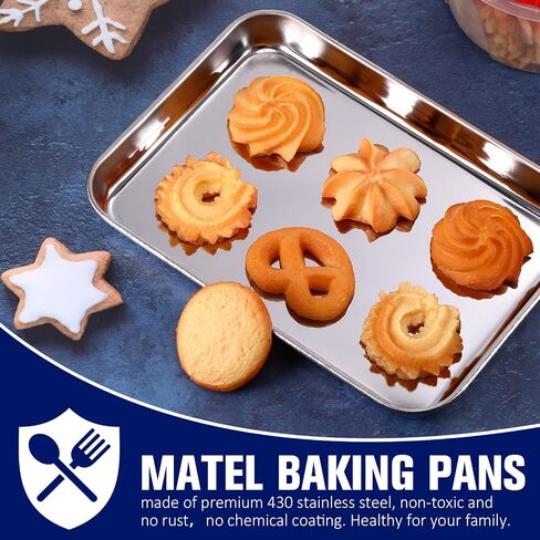 12 Pcs Baking Sheet Stainless Steel Cookie Sheet Small Metal Pans Professional Rectangle Oven Trays Kitchen Baking Cooking Oven and Toaster, Dishwasher Safe(13.7 x 9.8 Inches) in Saudi Arabia