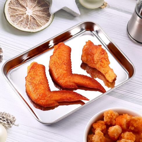 12 Pcs Baking Sheet Stainless Steel Cookie Sheet Small Metal Pans Professional Rectangle Oven Trays Kitchen Baking Cooking Oven and Toaster, Dishwasher Safe(13.7 x 9.8 Inches) in Saudi Arabia