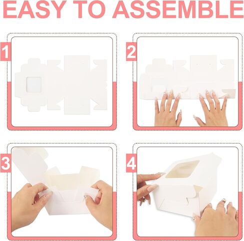50pcs صناديق كعكة بيضاء مع نافذة ، 5x5x2.5 بوصة مخبز صغير ، علاج ، المعجنات ، ملفات تعريف الارتباط ، صناديق الحلوى ، المعكرون ، دونات ، حلوى ، هدايا عيد الميلاد in Kuwait
