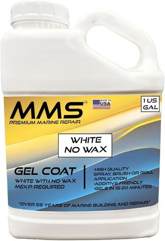 MMS Premium White Gelcoat – Marine Grade Gel Coat for Fiberglass Boat Repair and Refinishing – No Wax Formula – MEKP Included – UV Resistant – Ideal for Marine Surfaces - Quarts and Gallons in Saudi Arabia