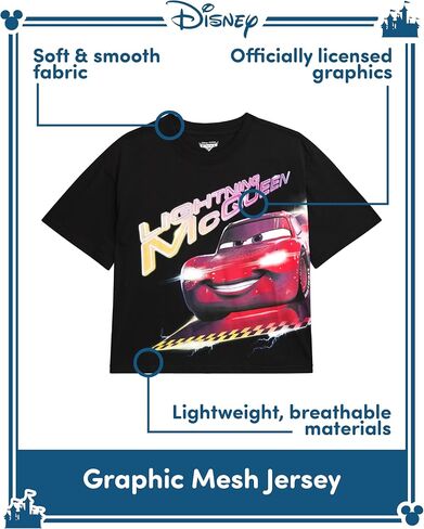 Disney Womens Graphic T Shirt - Pixar Cars Lightning McQueen Marie Crop Top Short Sleeve Graphic Tees للنساء (الأحجام: S -XL) in Saudi Arabia