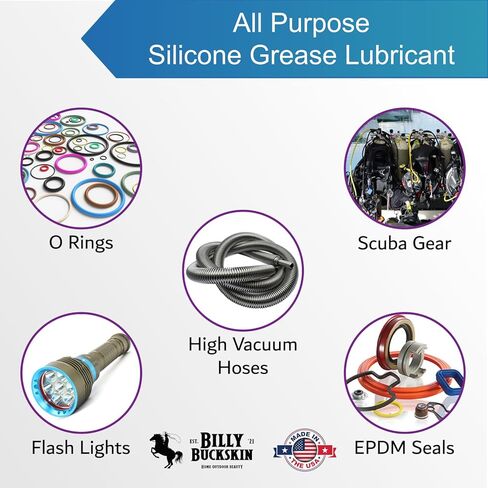 4 أوقيات. XL Tube Silicone-Whiz الشحوم ، شحوم السيليكون للحلقات O ، الحشية ، الخلاط ، الأحزمة ، زيوت التشحيم من الدرجة الغذائية ، يمتد حياة معدات المطبخ وموزعات القهوة من قبل Billy Buckskin Co. in Kuwait