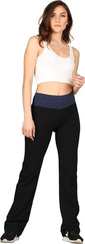 Lildy Women’s Cotton Blend Yoga Pants, High Waistband Straight Legged No See Through Material in Kuwait