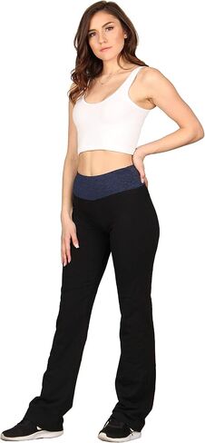 Lildy Women’s Cotton Blend Yoga Pants, High Waistband Straight Legged No See Through Material in Kuwait