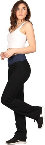 Lildy Women’s Cotton Blend Yoga Pants, High Waistband Straight Legged No See Through Material in Kuwait