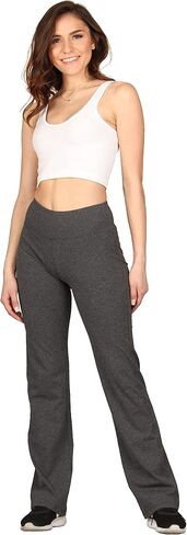 Lildy Women’s Cotton Blend Yoga Pants, High Waistband Straight Legged No See Through Material in Kuwait
