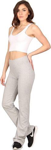 Lildy Women’s Cotton Blend Yoga Pants, High Waistband Straight Legged No See Through Material in Kuwait
