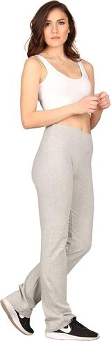 Lildy Women’s Cotton Blend Yoga Pants, High Waistband Straight Legged No See Through Material in Kuwait