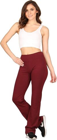 Lildy Women’s Cotton Blend Yoga Pants, High Waistband Straight Legged No See Through Material in Kuwait