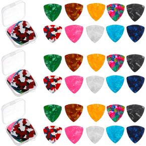 30 حزمة مثلث الغيتار يختار الغيتار الكهربائي اختيار باس مجموعة متوسطة إصبع السليلويد اختيارات للقيثارات الكهربائية الصوتية مع 3 صندوق تخزين واضح ، حزمة متنوعة (0.46/0.71/0.96 مم) in Kuwait