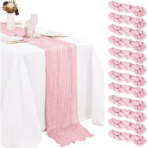 12 Pack Pink Cheesecloth Table Runner 20 x 120 inch Gauze 10FT Semi Sheer Boho Fabric Cheese Cloth Table Runner for Wedding Party Birthday Baby Bridal Shower in Saudi Arabia