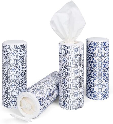 Car Tissue Holder with Facial Tissues Bulk,Travel Tissues, Round Tissue Box for Car, 4 Tubes Car Tissues with Lotion, Paper Towels Holder for car,Car tissues Cylinder in Saudi Arabia