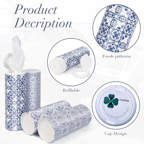 Car Tissue Holder with Facial Tissues Bulk,Travel Tissues, Round Tissue Box for Car, 4 Tubes Car Tissues with Lotion, Paper Towels Holder for car,Car tissues Cylinder in Saudi Arabia