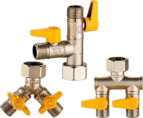 1 piece full copper electroplating thickened 3/4"-1/2" three-way gas valve angle valve ball valve for water heater switch diverter(Without handle) in Saudi Arabia