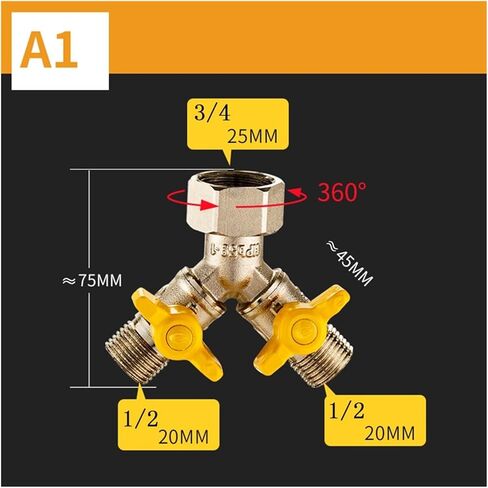 1 piece full copper electroplating thickened 3/4"-1/2" three-way gas valve angle valve ball valve for water heater switch diverter(Without handle) in Saudi Arabia