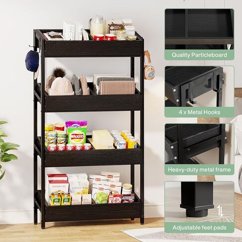 TRIMESIGNS 4 مستويات رف عرض للبيع بالتجزئة ، وقصة عرض رف على رف الوجبات الخفيفة مع 4 خطافات ، ورفوف رفوف البيع بالتجزئة للبائعين ، والمتجر ، والسوبر ماركت ومطبخ المنزل in Kuwait