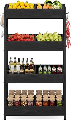 TRIMESIGNS 4 مستويات رف عرض للبيع بالتجزئة ، وقصة عرض رف على رف الوجبات الخفيفة مع 4 خطافات ، ورفوف رفوف البيع بالتجزئة للبائعين ، والمتجر ، والسوبر ماركت ومطبخ المنزل in Kuwait