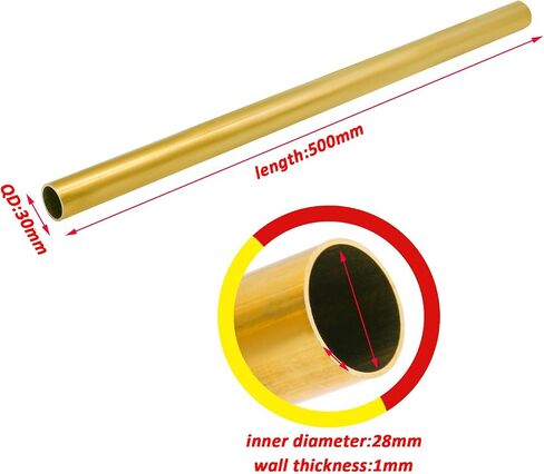 Brass round tube, 1 PC 500mm Length Brass Round Tube OD 29mm,30mm,32mm,35mm Brass Tubing for DIY Projects, Crafts Making and Industrial Applications,30mm*2mm(32mm*1mm) in Kuwait