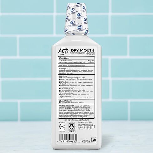 ACT Dry Mouth Anticavity Zero Alcohol Fluoride Mouthwash 18 fl. oz. Soothing Mint in Saudi Arabia