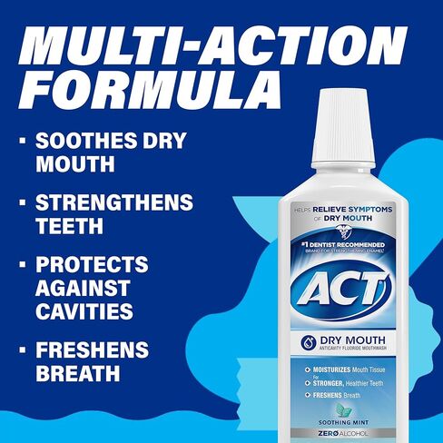 ACT Dry Mouth Anticavity Zero Alcohol Fluoride Mouthwash 18 fl. oz. Soothing Mint in Saudi Arabia