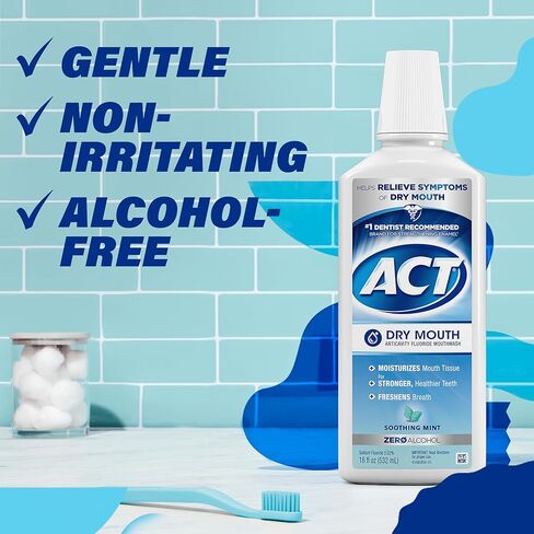 ACT Dry Mouth Anticavity Zero Alcohol Fluoride Mouthwash 18 fl. oz. Soothing Mint in Saudi Arabia