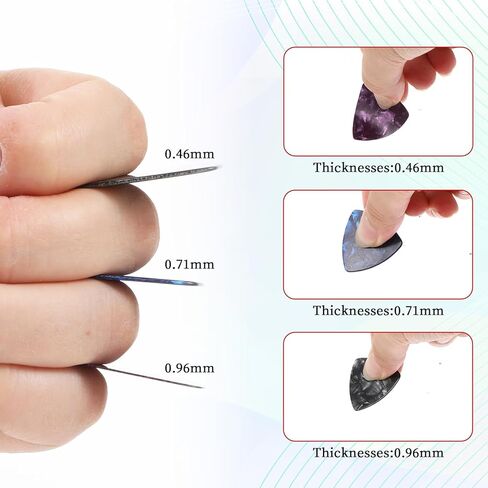 30 حزمة مثلث الغيتار يختار الغيتار الكهربائي اختيار باس مجموعة متوسطة إصبع السليلويد اختيارات للقيثارات الكهربائية الصوتية مع 3 صندوق تخزين واضح ، حزمة متنوعة (0.46/0.71/0.96 مم) in Kuwait