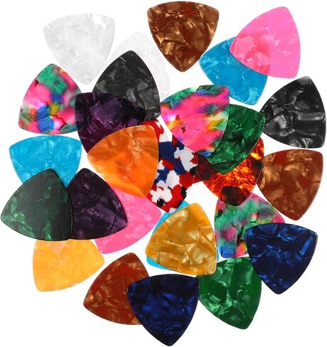 30 حزمة مثلث الغيتار يختار الغيتار الكهربائي اختيار باس مجموعة متوسطة إصبع السليلويد اختيارات للقيثارات الكهربائية الصوتية مع 3 صندوق تخزين واضح ، حزمة متنوعة (0.46/0.71/0.96 مم) in Kuwait