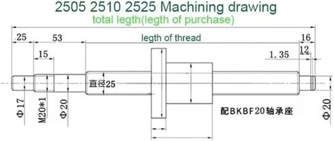 Linear Motion Ball Screw Precision Part Ball Screw Machined C7 SFE 2525 L550-1000mm with Flange Roller Single Ball Nut BK/BF End Machined for Part(800mm) in Saudi Arabia