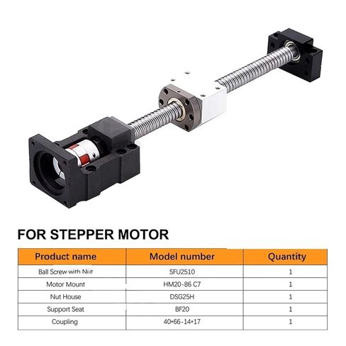 طبقة الكرة الخطية المسمار الدقة الجزء C7 كرات الكرة مجموعة SFU2510 L300-500MM مع الجوز واحد+BF20+DSG25H+اقتران+HM20-86 MOTOR MOTOR لجزء الطابعة ثلاثية الأبعاد (450 مم) in Kuwait