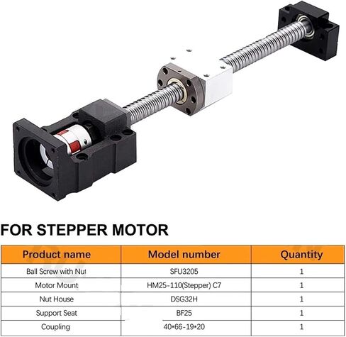 Linear Motion Ball Screw Precision Part Ball Screw Kit C7 SFU3205 with Single Nut+BF25+DSG32H+Coupling+HM25-110 Motor Mount L1050-1400mm for 3D Printer Part(1050mm) in Saudi Arabia