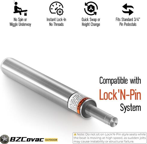 3/4 "POTT SEAT PIN POST (1 POCK ، 11") ، طراز القفل غير المتقلب من أجل تصاعد مقعد القوارب البحرية ، عمود تمديد الألومنيوم للقرص ، قارب الصيد ، قارب باس ، والمزيد in Kuwait
