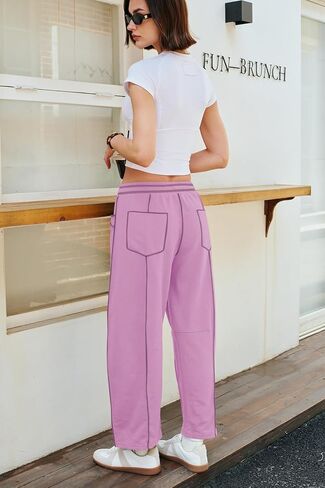Panadila Womens Barrel Pants Drawstring Wide Leg Sweatpants Baggy Summer Lounge Pants Casual Beach Trousers in Kuwait
