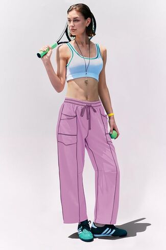 Panadila Womens Barrel Pants Drawstring Wide Leg Sweatpants Baggy Summer Lounge Pants Casual Beach Trousers in Kuwait