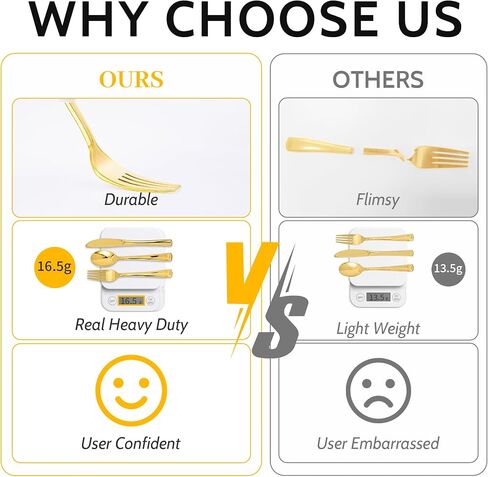 N9R 60PCS Gold Plastic Silverware - Gold Plastic Cutlery Set Disposable Flatware Dinnerware -30 Forks, 15 Spoons, 15 Knives for Party, Thanksgiving, Christmas in Kuwait
