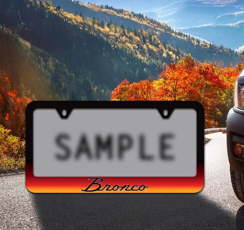 Ford Bronco Vintage Script UV Cured Ink Black Plastic License Plate Frame in Saudi Arabia