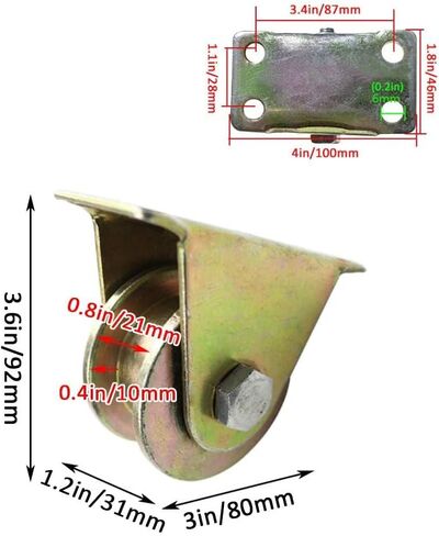 Sliding Gate Rollers, Heavy Duty Rigid Wheels,Directional Sheave Track Wheel for Square Tube,Double Bearing,(80mm/3in) in Kuwait