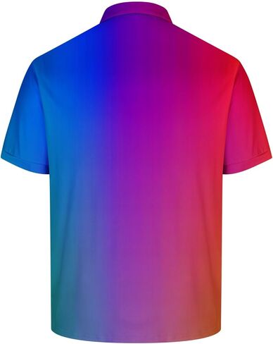 Polo Shirts for Men Big and Tall Short Sleeve Button Collar Gradient Tees Dressy Casual Business Work Tshirt Golf Top in Kuwait