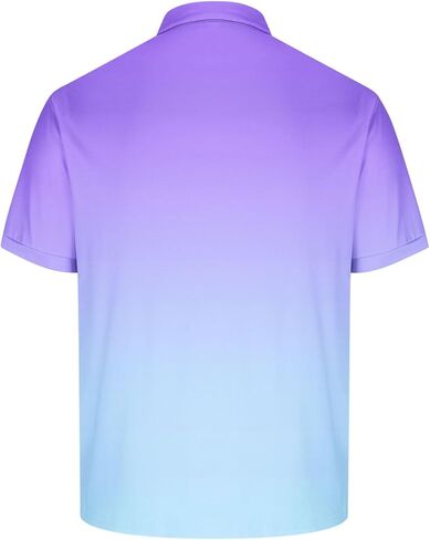 Polo Shirts for Men Big and Tall Short Sleeve Button Collar Gradient Tees Dressy Casual Business Work Tshirt Golf Top in Kuwait