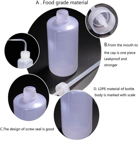 All kinds of LDPE Plastic Washing Bottle Colored Plastic Folding Elbow Squeeze Washing Bottle Laboratory Equipment(500mL SideMouth10pcs) in Saudi Arabia