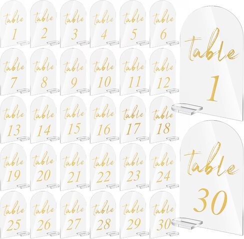30Pcs Table Numbers 1-30, Clear 4 x 6 Inch Table Number with Stands Wedding Tables Number Display Stands for Wedding Reception Event Party Decorations in Saudi Arabia