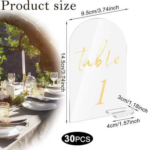 30Pcs Table Numbers 1-30, Clear 4 x 6 Inch Table Number with Stands Wedding Tables Number Display Stands for Wedding Reception Event Party Decorations in Saudi Arabia