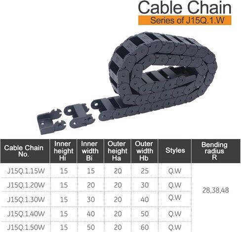 1meter Cable Drag Chain Bridge Type External Opening Series of J15Q.1.W 15 * 15 15 * 20 15 * 30 15 * 40 15 * 50(48mm,15x40 mm) in Saudi Arabia