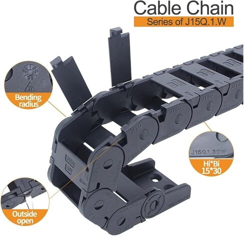 1meter Cable Drag Chain Bridge Type External Opening Series of J15Q.1.W 15 * 15 15 * 20 15 * 30 15 * 40 15 * 50(48mm,15x40 mm) in Saudi Arabia